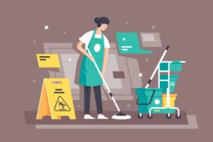 Industrial Housekeeping Staff cleaning